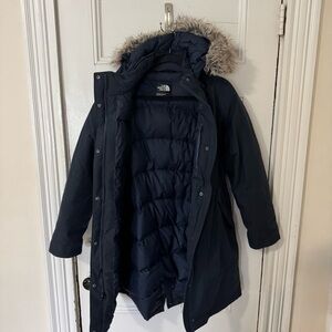 The North Face Women's Navy Parka Coat with Hood